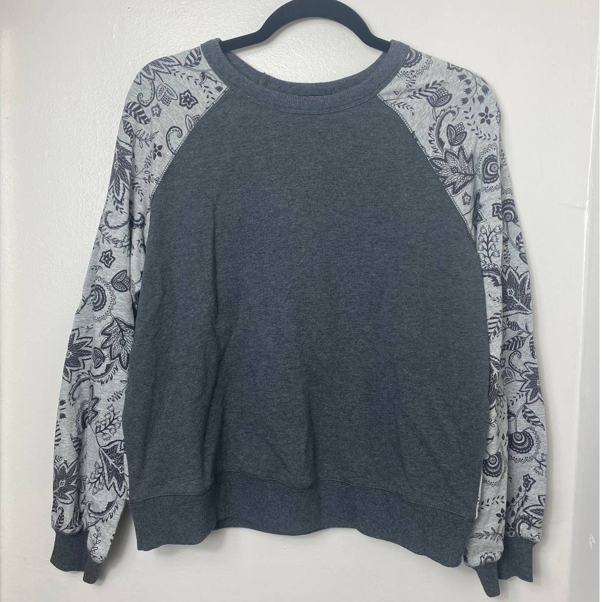Nwt Johnny Was Sweatshirt Pullover Gray Cotton Whimsical Colorblock Preppy
